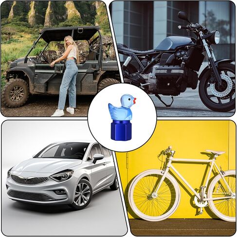 4 Pcs Cute Duck Tire Valve Stem Cap, Decorative Tires Valves Caps, Glow in The Dark Tire Valve Caps, Wheel Accessories, Universal for Cars, Motorcycles, Trucks and Bicycles (Blue) in Saudi Arabia