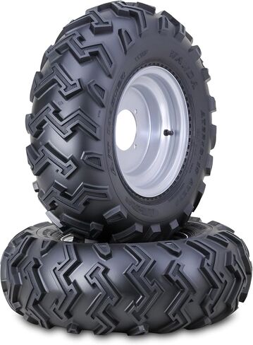 WANDA ATV Tire Wheel Assembly 25X12-9 on 4/110mm PCD 3+6 Offset Silver Wheels 10130, SET 2 in Saudi Arabia