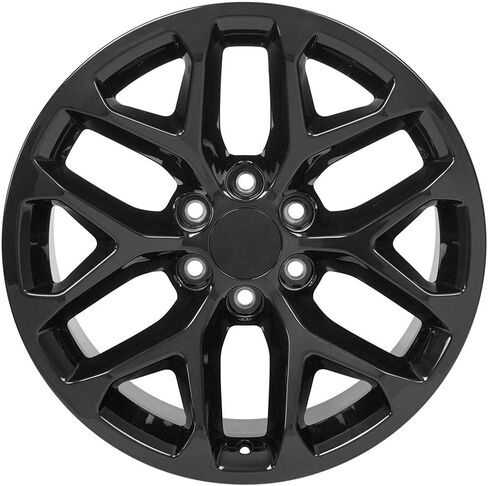 OE Wheels CV98 20 Inch Rims and Tires Fit Silverado 1500 Snowflake Style 6x139.7 20x9 Gloss Black - Hollander 5668 - TS-37 AT 275/55-20 (Set of 4) in Saudi Arabia