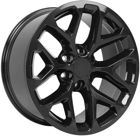 OE Wheels CV98 20 Inch Rims and Tires Fit Silverado 1500 Snowflake Style 6x139.7 20x9 Gloss Black - Hollander 5668 - TS-37 AT 275/55-20 (Set of 4) in Saudi Arabia
