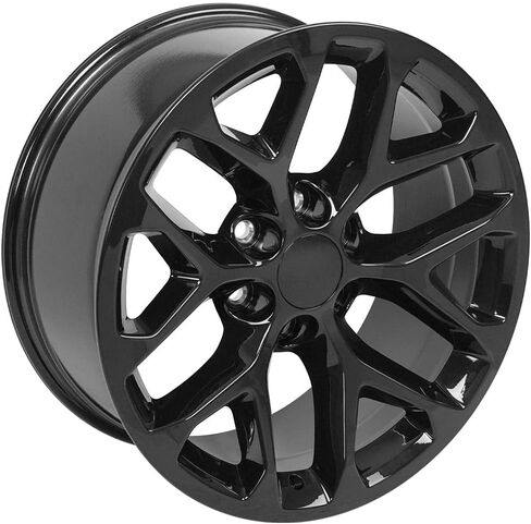 OE Wheels CV98 20 Inch Rims and Tires Fit Silverado 1500 Snowflake Style 6x139.7 20x9 Gloss Black - Hollander 5668 - TS-37 AT 275/55-20 (Set of 4) in Saudi Arabia