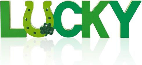 COCHIE Wooden St. Patrick's Day Lucky Sign, St Patricks Day Decorations for Home, Office, Shelf, Mantel, Indoor, Wood Saint Patrick Day Decor Decor, Shamrock Table Top Party Decoration (Green) in Saudi Arabia
