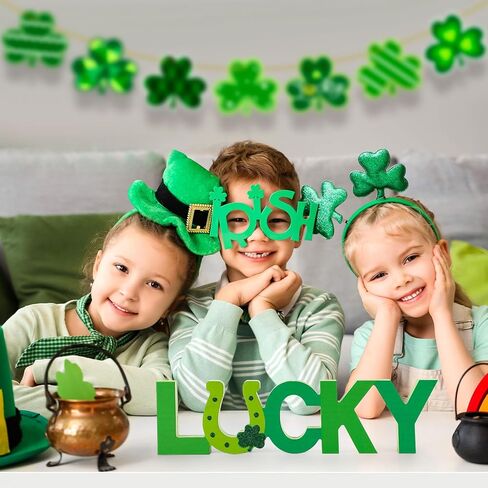 COCHIE Wooden St. Patrick's Day Lucky Sign, St Patricks Day Decorations for Home, Office, Shelf, Mantel, Indoor, Wood Saint Patrick Day Decor Decor, Shamrock Table Top Party Decoration (Green) in Saudi Arabia