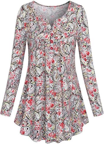 Women's Long Sleeve Empire Waist Maternity Top – Flattering Casual Shirt for Pregnancy & Everyday Wear in Saudi Arabia