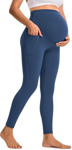 BAYDI Clouduxi Maternity Leggings with Pockets Over The Belly 25" - Buttery Soft Yoga Workout Active Pregnancy Pants in Kuwait