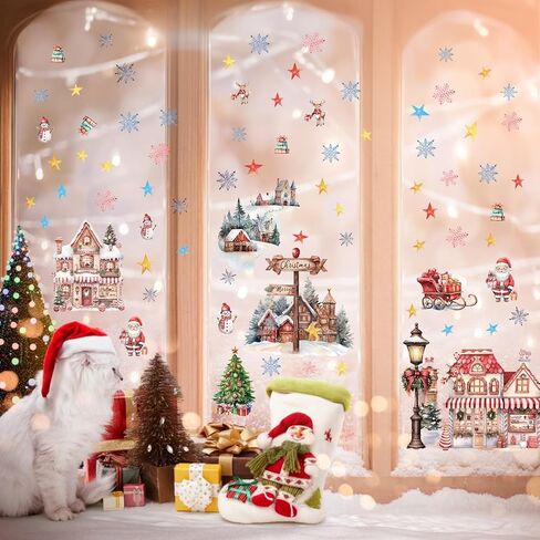 TOARTi 3D Watercolor Merry Christmas Wall Stickers, Snowman 3D Wall Decals for Living Room Dining Room Home Christmas Sock Decor, DIY 3D Wall Art Mural Decoration, Set of 4 (12"x12") in Kuwait