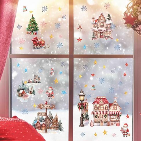 TOARTi 3D Watercolor Merry Christmas Wall Stickers, Snowman 3D Wall Decals for Living Room Dining Room Home Christmas Sock Decor, DIY 3D Wall Art Mural Decoration, Set of 4 (12"x12") in Kuwait