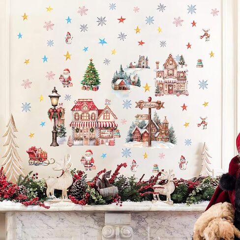 TOARTi 3D Watercolor Merry Christmas Wall Stickers, Snowman 3D Wall Decals for Living Room Dining Room Home Christmas Sock Decor, DIY 3D Wall Art Mural Decoration, Set of 4 (12"x12") in Kuwait