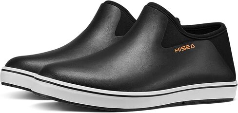 HISEA Men's Deck Boots Waterproof, Non-slip Lightweight Rubber Ankle Rain Booties for Men, Low Cut Foldable heel Neoprene Mud Garden Shoes for Outdoor Fishing Farming Gardening Lawn Care in Saudi Arabia