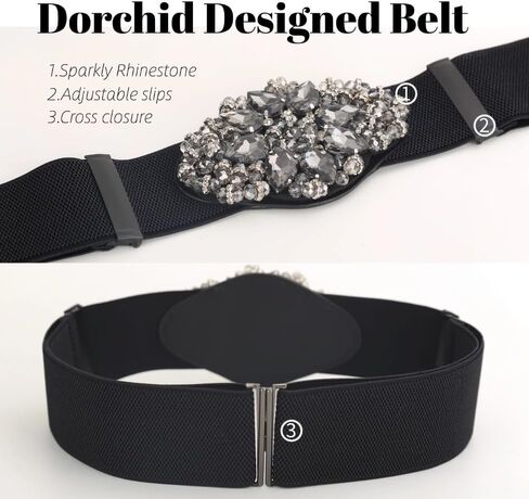 حزام نسائي مطرز بأحجار الراين قابل للتعديل، حزام عريض مرن قابل للتمدد للفساتين الأنيقة in Kuwait