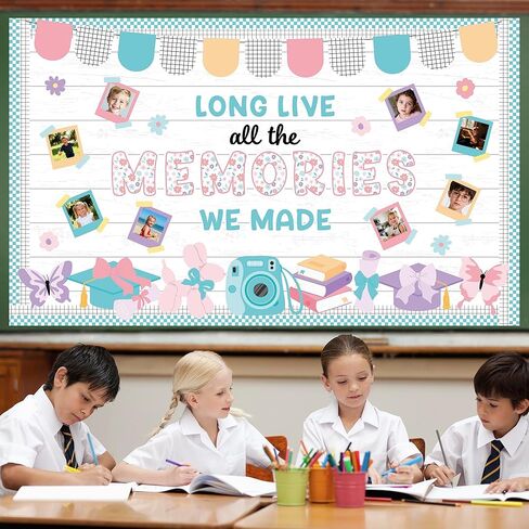 Graduation Bulletin Board Set DIY Photo Display Classroom Decoration End of Year Memories Bulletin Board Cutout for Graduation Elementary School Preschool Hallway Blackboard Wall Window Door in Saudi Arabia