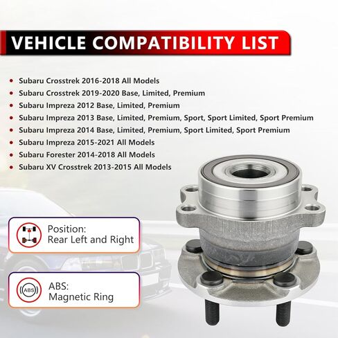 512518 (Pair) Rear Wheel Bearing and Hub Assembly Fit for Subaru Crosstrek 2016-2018, For Crosstrek 2019-2020, For Impreza 2012-2021, For Forester 2014-2018, For XV Crosstrek 2013-2015 5 Lug in Saudi Arabia