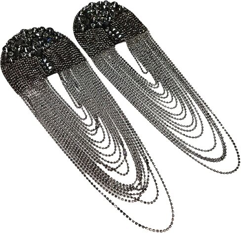 Crystal Rhinestone Shoulder Brooch Pin,Applicable to both men and women Shoulder Badge,GUN color, Silver, Cascading Design, Formal Evening Wear Accessory in Kuwait