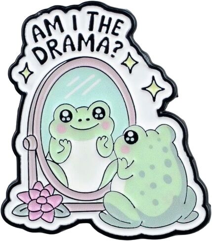 Am I The Drama Cute Frog Mirror Enamel Pin, Anxiety Humor Brooch Badge, Kawaii Frog Pin Brooch, Funny Self Aware Lapel Badges For Overthinker, Cute Small Gift For Animal Lover, Emotional Support Jewelry Accessories in Saudi Arabia