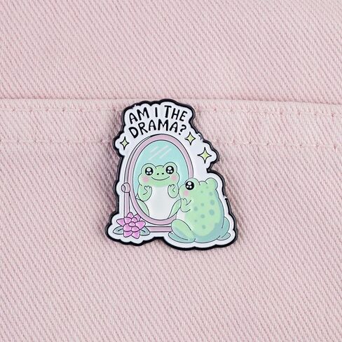 Am I The Drama Cute Frog Mirror Enamel Pin, Anxiety Humor Brooch Badge, Kawaii Frog Pin Brooch, Funny Self Aware Lapel Badges For Overthinker, Cute Small Gift For Animal Lover, Emotional Support Jewelry Accessories in Saudi Arabia
