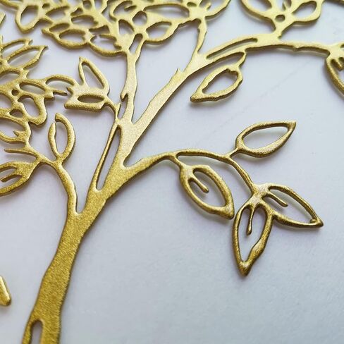 ديكور حائط معدني، منحوتة جدارية فنية على شكل شجرة، لوحة فنية جدارية معدنية معلقة لغرفة المعيشة وغرفة النوم في الداخل والخارج، شجرة حياة سوداء ريفية مقطوعة بالليزر، 12 بوصة (30 سم) (ذهبي، صغير) in Kuwait