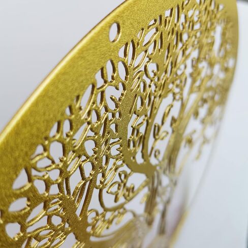 ديكور حائط معدني، منحوتة جدارية فنية على شكل شجرة، لوحة فنية جدارية معدنية معلقة لغرفة المعيشة وغرفة النوم في الداخل والخارج، شجرة حياة سوداء ريفية مقطوعة بالليزر، 12 بوصة (30 سم) (ذهبي، صغير) in Kuwait