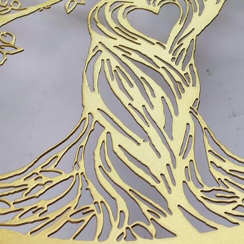 ديكور حائط معدني، منحوتة جدارية فنية على شكل شجرة، لوحة فنية جدارية معدنية معلقة لغرفة المعيشة وغرفة النوم في الداخل والخارج، شجرة حياة سوداء ريفية مقطوعة بالليزر، 12 بوصة (30 سم) (ذهبي، صغير) in Kuwait