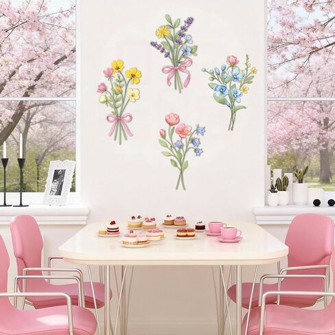 6 Pcs Metal Wildflower Wall Decor Pastel Bow Flower Metal Wall Art Rustic Farmhouse Decor for Bedroom Bathroom Dining Home Living Room Birthday Housewarming Gift in Saudi Arabia
