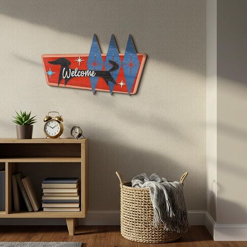 Kathfly Mid Century Modern Art Atomic Starburst Dachshund Wall Art Dog Wooden Wall Decor Welcome Dachshund Sign Decor Handcrafted Dog Design for Kitchen Bedroom Living Room Bathroom in Saudi Arabia
