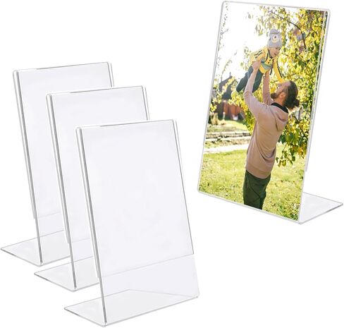 3.5x5 Acrylic Picture Frames, 4 Pack Clear Acrylic Photo Card Sign Lable Holders, L-Shape Tabletop Vertical Picture Display, Small Clear Frames for Home/Office/Hotel/Store in Saudi Arabia