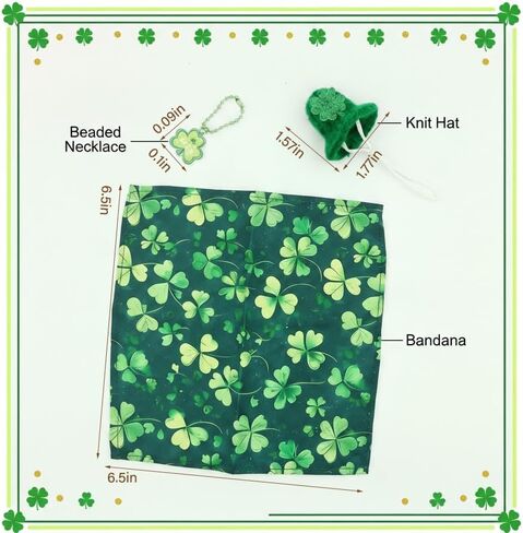 مجموعة أزياء أوزة سطح المكتب لعيد القديس باتريك مع قبعة خضراء متماسكة ووشاح شامروك وقلادة - عطلة محظوظة لديكور تمثال أوزة سلسلة مفاتيح مغناطيسية مقاس 7 بوصات in Kuwait
