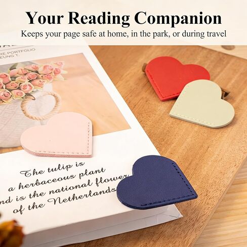 Genuine Leather Heart Bookmarks - 8 Pieces Elegant Corner Page Markers for Book Lovers, Reading Accessories for Home, Office, and Personal Libraries in Saudi Arabia
