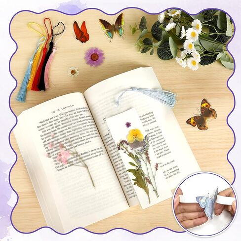 DIY Bookmark Making Kit – 187 PCS Dried Flower Bookmark Kit with Blank Bookmarks, Pressed Flowers, Butterfly Stickers, Tassels, Sleeves – Bookmark Craft for Painting, Handmade Gifts, DIY Bookmarks in Saudi Arabia