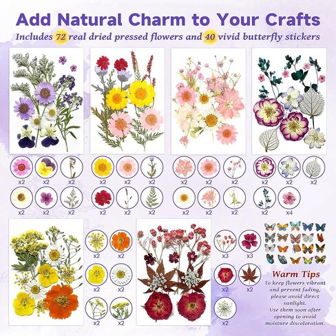 DIY Bookmark Making Kit – 187 PCS Dried Flower Bookmark Kit with Blank Bookmarks, Pressed Flowers, Butterfly Stickers, Tassels, Sleeves – Bookmark Craft for Painting, Handmade Gifts, DIY Bookmarks in Saudi Arabia