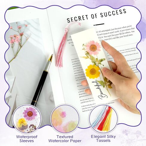 DIY Bookmark Making Kit – 187 PCS Dried Flower Bookmark Kit with Blank Bookmarks, Pressed Flowers, Butterfly Stickers, Tassels, Sleeves – Bookmark Craft for Painting, Handmade Gifts, DIY Bookmarks in Saudi Arabia