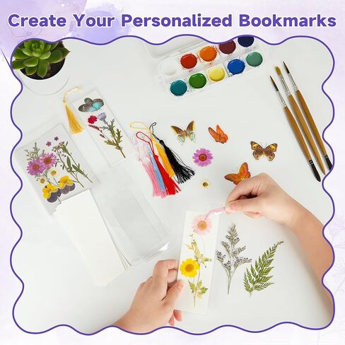 DIY Bookmark Making Kit – 187 PCS Dried Flower Bookmark Kit with Blank Bookmarks, Pressed Flowers, Butterfly Stickers, Tassels, Sleeves – Bookmark Craft for Painting, Handmade Gifts, DIY Bookmarks in Saudi Arabia