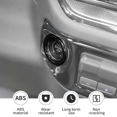 حلقة زر بدء الضغط من Linskip متوافقة مع Chevolet Silverado 2022+، غطاء غطاء زر إيقاف تشغيل المحرك، الملحقات الداخلية (حبيبات الخشب الداكن) in Saudi Arabia