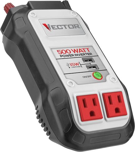 Vector 500 Watt Power Inverter, PI500V, Dual Power Inverter, Two USB Charging Ports,Grey in Kuwait