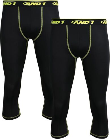 AND1 Men's Compression Leggings - 2 Pack Performance Compression Pants for Men Moisture Wicking Active Workout Tights (S-XL) in Kuwait