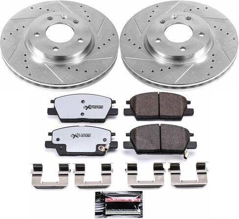 Power Stop Front Brake Kit For 2017 2018 2019 Buick LaCrosse 2018 2019 2020 Buick Regal Sportback - Truck & Tow Carbon Fiber Ceramic Brake Pads & Drilled and Slotted Rotors Replacement, K7400-36 in Saudi Arabia