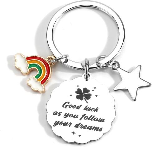 Good Luck Keychain,Lucky Keychain with Rainbow Star and Four Leaf Clover,Good Luck Gift for Boyfriend Husband,Lucky Charm for Men,Teachers,Birthdays, Graduations,Colleagues in Saudi Arabia
