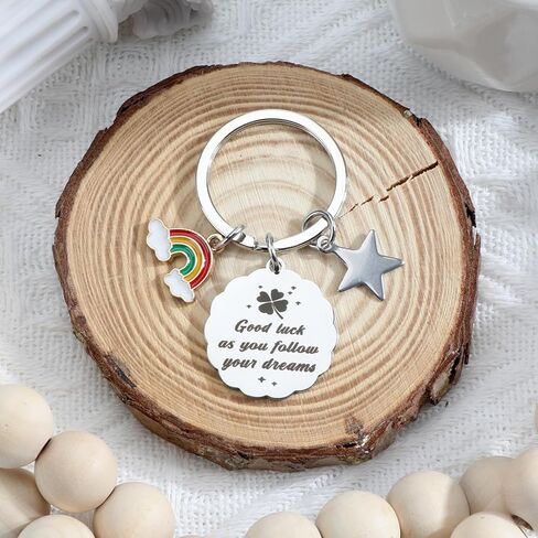 Good Luck Keychain,Lucky Keychain with Rainbow Star and Four Leaf Clover,Good Luck Gift for Boyfriend Husband,Lucky Charm for Men,Teachers,Birthdays, Graduations,Colleagues in Saudi Arabia