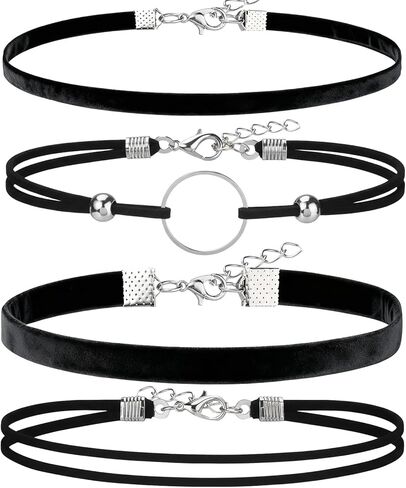 Tondiamo 4 Pcs Velvet Chokers for Women Set Adjustable Choker Necklace Gothic Punk for Christmas Birthday Jewelry Gift in Saudi Arabia