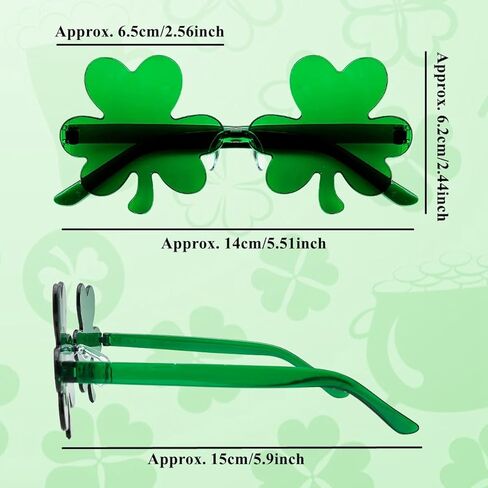 2PCS St. Patrick's Day Green Shamrock Sunglasses Four Leaves Clover Sunglasses for Women Men Irish Lucky Costume(Clover) in Kuwait