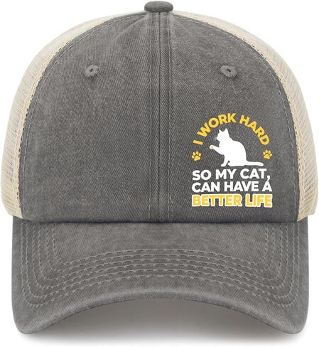 Work-Hard So My Cats Can Have A-Better-Life Sun Hats Garde Cap for Him Light Grey in Saudi Arabia