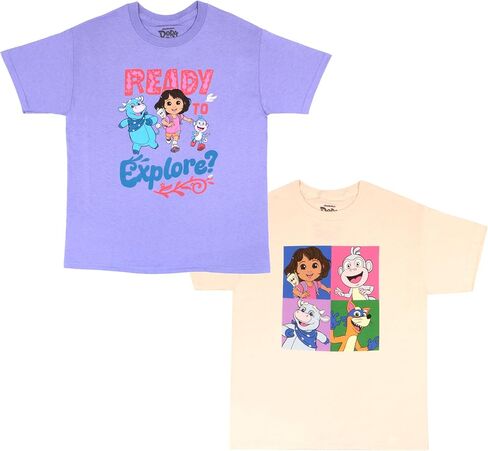 تي شيرت Nickelodeon Dora The Explorer Girls تي شيرت جرافيك بأكمام قصيرة تي شيرت Dora The Explorer Girls Fashion T Shirt 2 Pack Bundle in Saudi Arabia