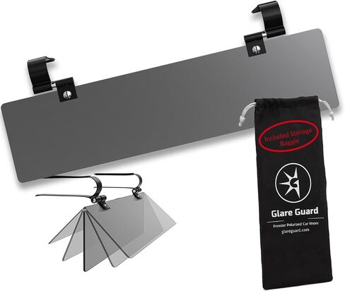 Glare Guard Polarized Car Sun Visor Extender, Anti-Glare Sun Visor Extension for Car Protects Glare/UV Rays, Car Visor Extender Sun Blocker Universal 14 x 3.25 Blocker for Cars, Trucks & SUVs,USA Made in Saudi Arabia