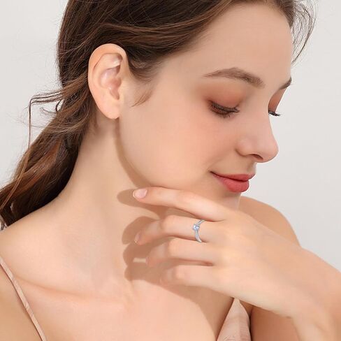 Moonstone Ring Sterling Silver Natural Round Moonstone Engagement Promise Ring for Women in Kuwait