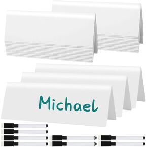 7 PCS Dry Erase Name Tent Cards 7.9 x 2.8 x 2.1 Inches Reusable Name Cards with Black Dry Erase Markers Name Tents for Classroom Office Meetings Weddings Table Setting Use White in Kuwait
