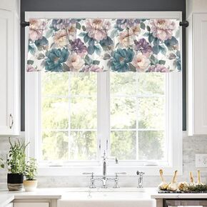 susiyo Vintage Mauve Floral Valance for Windows Printed Curtain Valance Rod Pocket Valance Window Treatment Valance 1 Panels Short Curtains for Kitchen Living Room Bathroom Farmhouse, 60 x 18 Inch in Kuwait