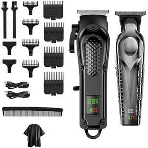 JININQ Professional Cordless Hair Clippers for Men, Adjustable Hair Trimmer Kit with LED Display, Precision Grooming Set for Haircuts, Beard, and Travel Use in Kuwait