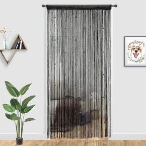 ستائر YIIBAII مطرزة بالخرز لنسيج المداخل مناسبة للديكور الداخلي والأقسام، ستائر خزانة هيبي (أسود، 35 بوصة × 79 بوصة) in Kuwait