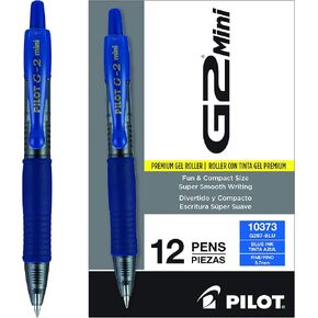 PILOT G2 Mini Premium Rolling Ball Gel Pens, Fine Point, Blue Ink, 12-Pack (10373) in Kuwait