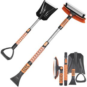 34'' to 41'' Extendable Snow Brush, Ice Scraper for Car Windshield, Emergency Snow Shovel Snow Broom with Foam Grip 180° Pivoting Brush Head, Telescoping Snow Scraper for Car SUV Truck, Orange in Saudi Arabia