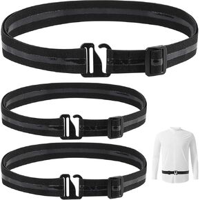 PineHaven 3 Pack Shirt Stay Belts for Men,Adjustable Non-Slip Elastic Shirt Holders Keep Shirts Tucked In Men Women Tuck-It Style Shirts Lock (Black) in Kuwait